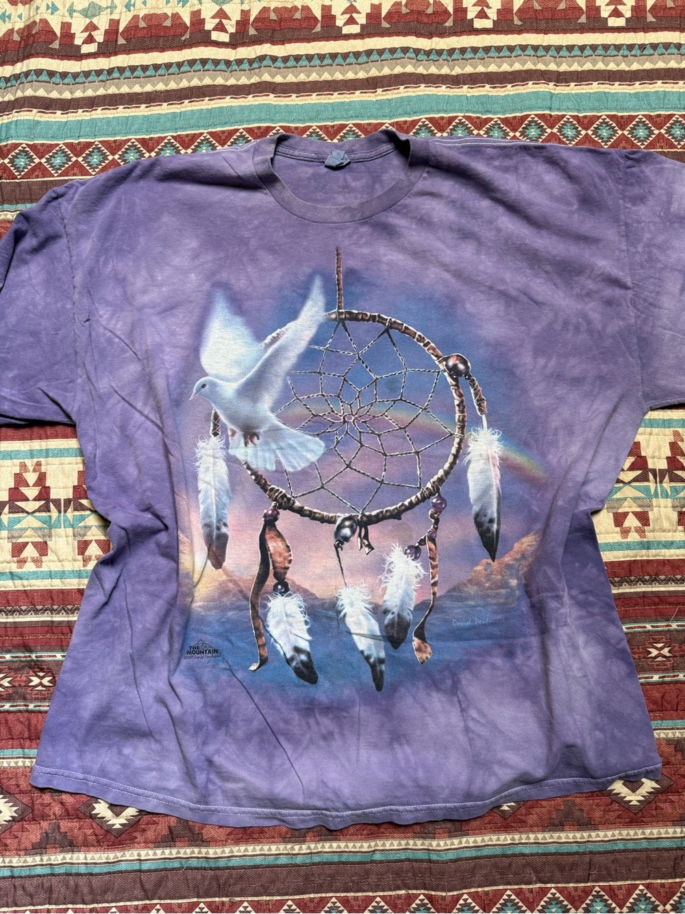 Gildan Purple Short Sleeve Tee with Dreamcatcher and Dove Graphic XXL
